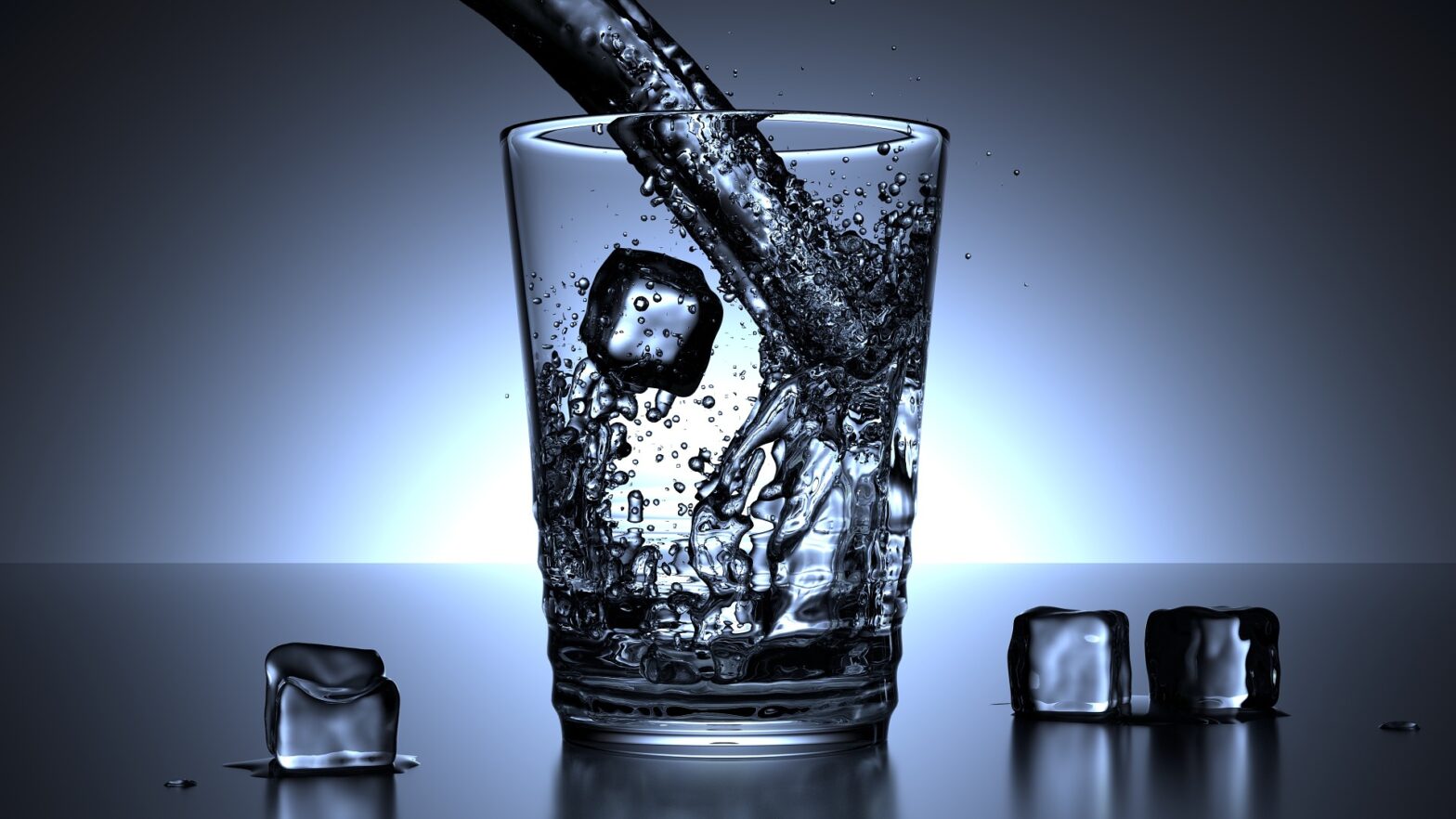 Refilling a glass of water.